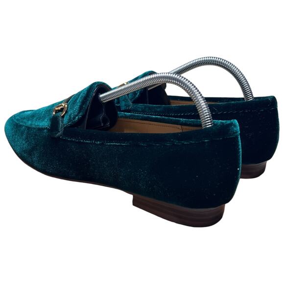 J. CREW Women's 11 Emerald Green Velvet Loafers Horse Bit Shoe Preppy Equestrian - Picture 4 of 14